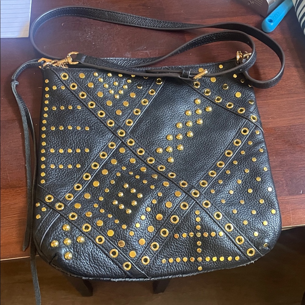 Rebecca Minkoff Black and Gold Studded Crossbody Bag